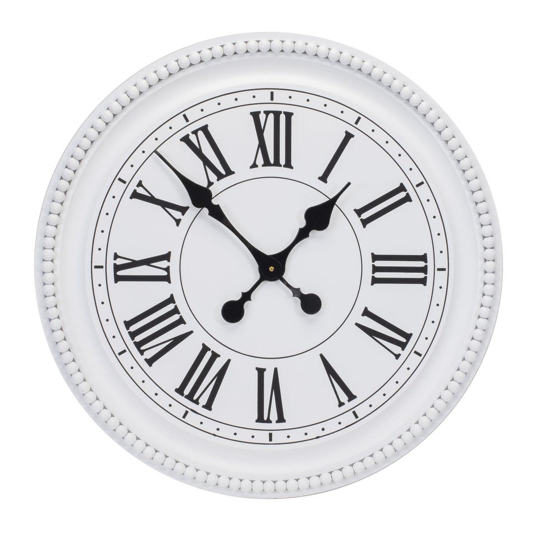 Round Beaded Wood Wall Clock 23"