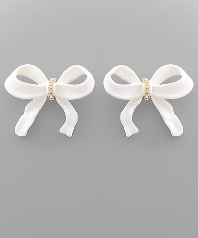 White Ribbon Earrings