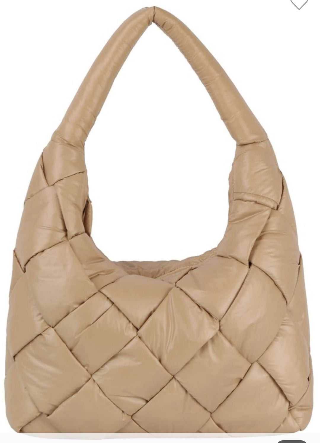 Taupe Puffy Woven Shoulder Bag