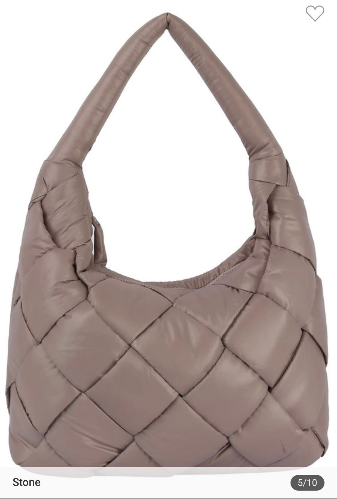 Stone Puffy Woven Shoulder Bag