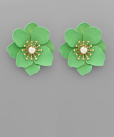 Green Flower Earrings