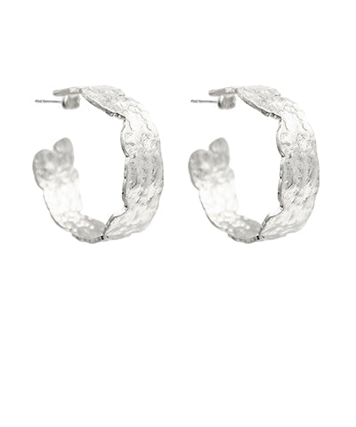 Silver hammered hoop earrings