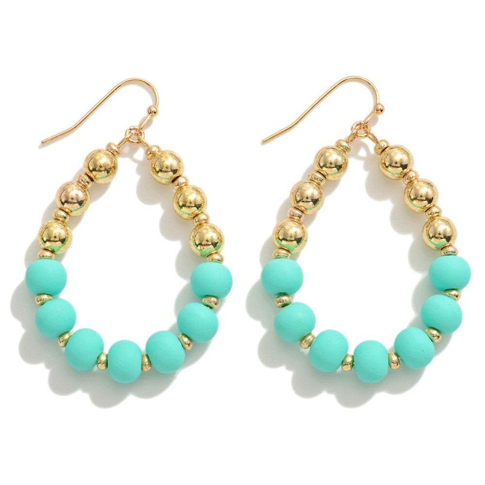 Mint beaded teardrop earrings