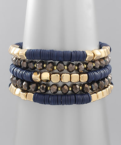 Navy Beaded Bracelet Set