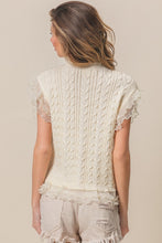 Load image into Gallery viewer, BiBi Layered Pleat Chiffon Edge Cable Knit Top