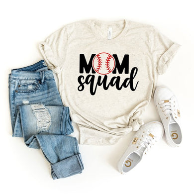 Mom Squad Baseball Short Sleeve Graphic Tee