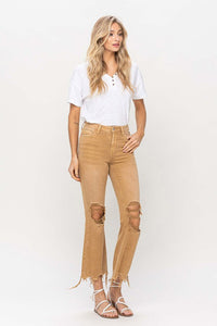 Vintage High Rise Distressed Flare Jeans