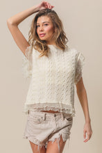 Load image into Gallery viewer, BiBi Layered Pleat Chiffon Edge Cable Knit Top