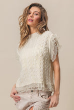 Load image into Gallery viewer, BiBi Layered Pleat Chiffon Edge Cable Knit Top