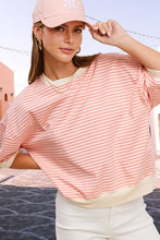 Load image into Gallery viewer, Crew Neck Stripe Short Sleeve Top