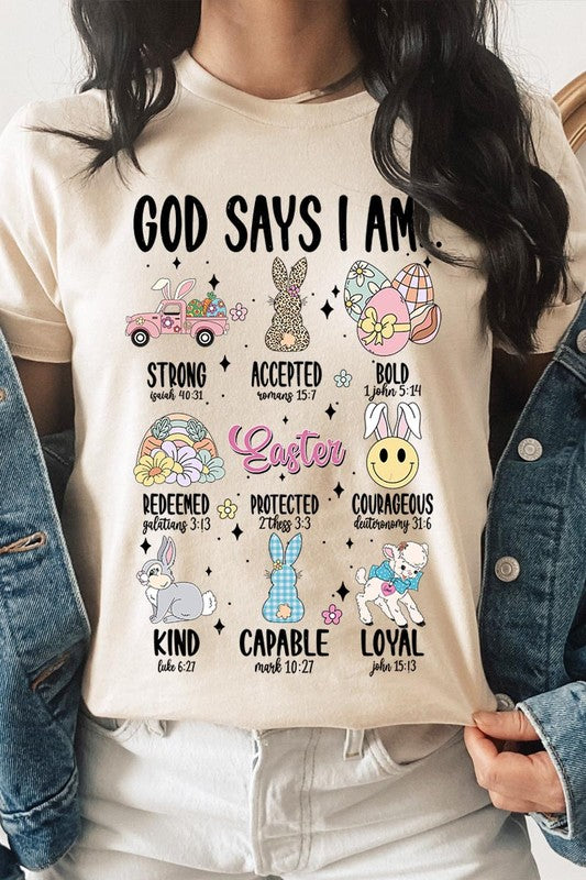 God Says I am Christian Easter Graphic T Shirts