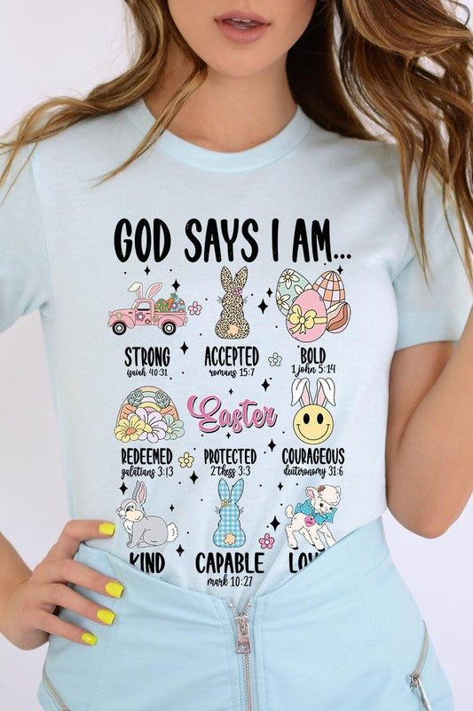 God Says I am Christian Easter Graphic T Shirts