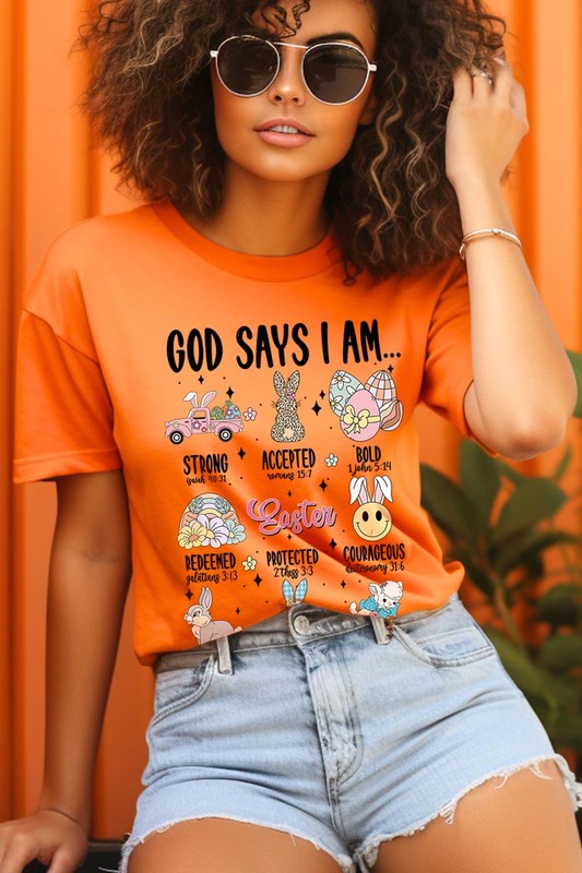 God Says I am Christian Easter Graphic T Shirts