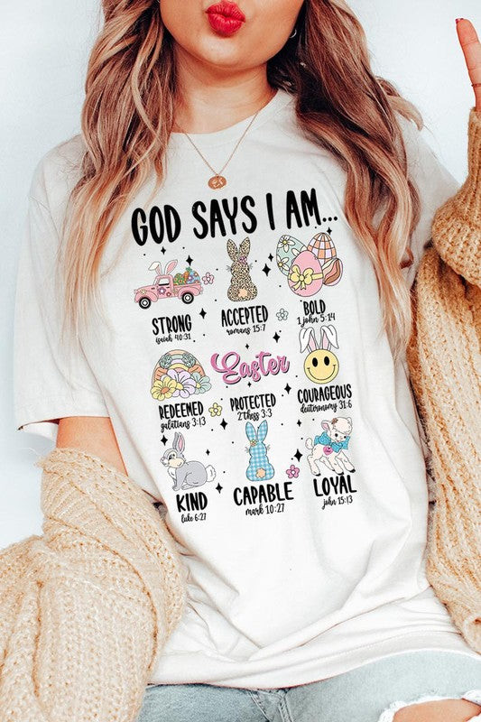 God Says I am Christian Easter Graphic T Shirts