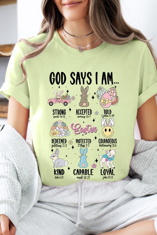 God Says I am Christian Easter Graphic T Shirts