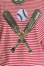 Load image into Gallery viewer, Baseball &amp; Stripes Round Neck Half Sleeve T-Shirt