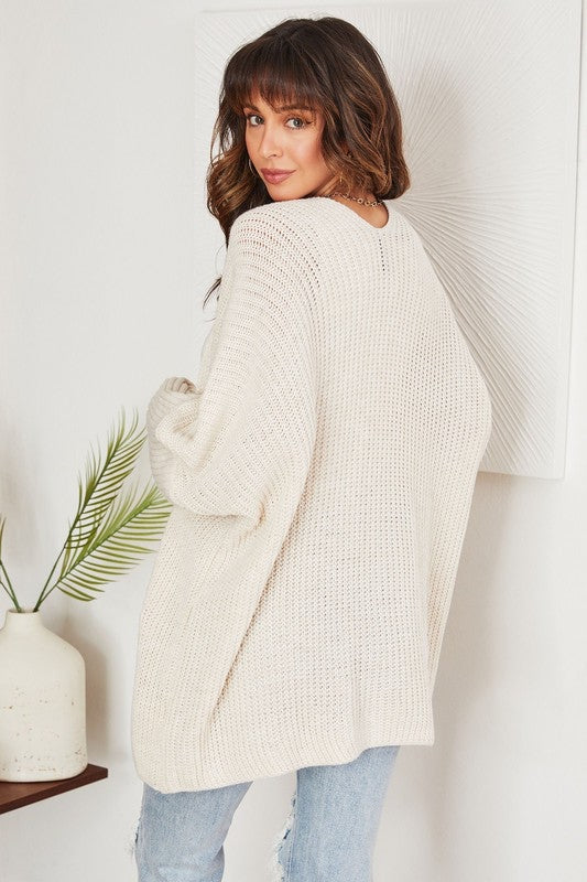 Oatmeal dolman sleeve cardigan