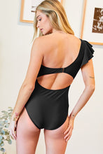 Load image into Gallery viewer, Solid One Shoulder One Piece Swimsuit