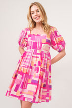 Load image into Gallery viewer, And The Why Color Block Puff Sleeve Dress