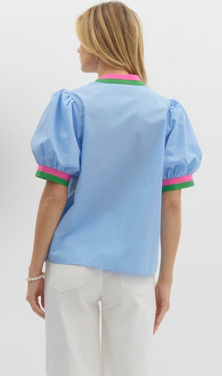 Chambray Breeze Bubble Stripe Top