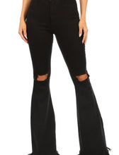 Load image into Gallery viewer, Black high waist flare jeans