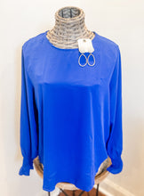 Load image into Gallery viewer, Royal Blue Crew Neck Ruffle Long Sleeve Top