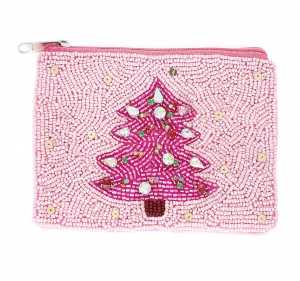 Pink Christmas Tree Jeweled Coin Bag