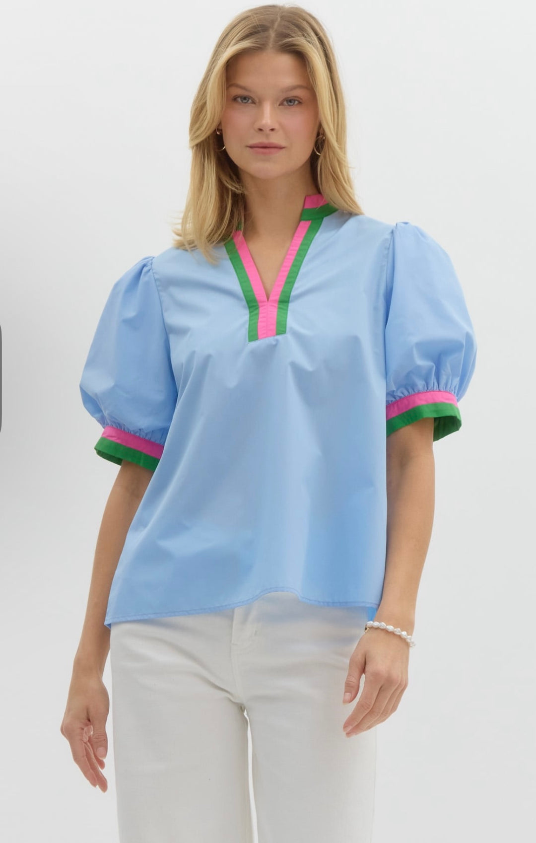 Chambray Breeze Bubble Stripe Top