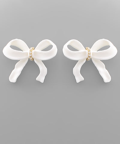 White Ribbon Earrings