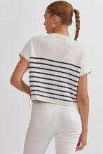 Load image into Gallery viewer, Navy Striped Sleeveless Mock Neck Top