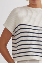 Load image into Gallery viewer, Navy Striped Sleeveless Mock Neck Top