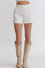 Load image into Gallery viewer, White textured high waist shorts