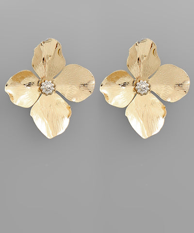 Gold Flower Blossom Earrings