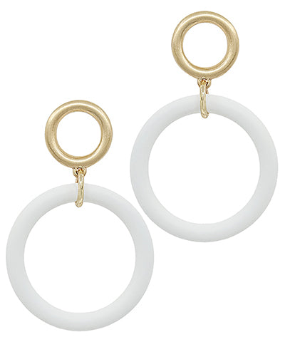White and Gold Circle Earrings