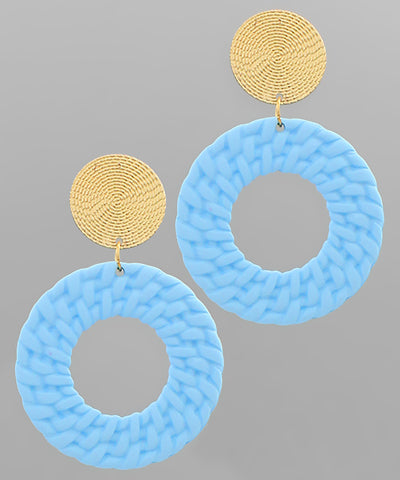 Light Blue and gold circle earrings