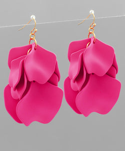 Hot pink petal earrings