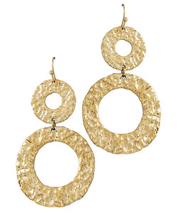 Gold Hammered Drop Earrings