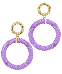 Lavender circle drop earrings