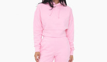 Load image into Gallery viewer, Pink Mono B Quilted Drawstring Hoodie Candy pink