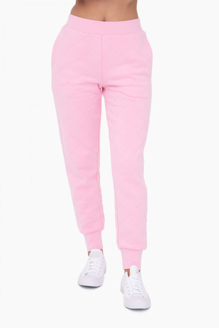 Pink Quilted Mono B High Waisted Joggers candy pink