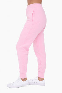 Pink Quilted Mono B High Waisted Joggers candy pink