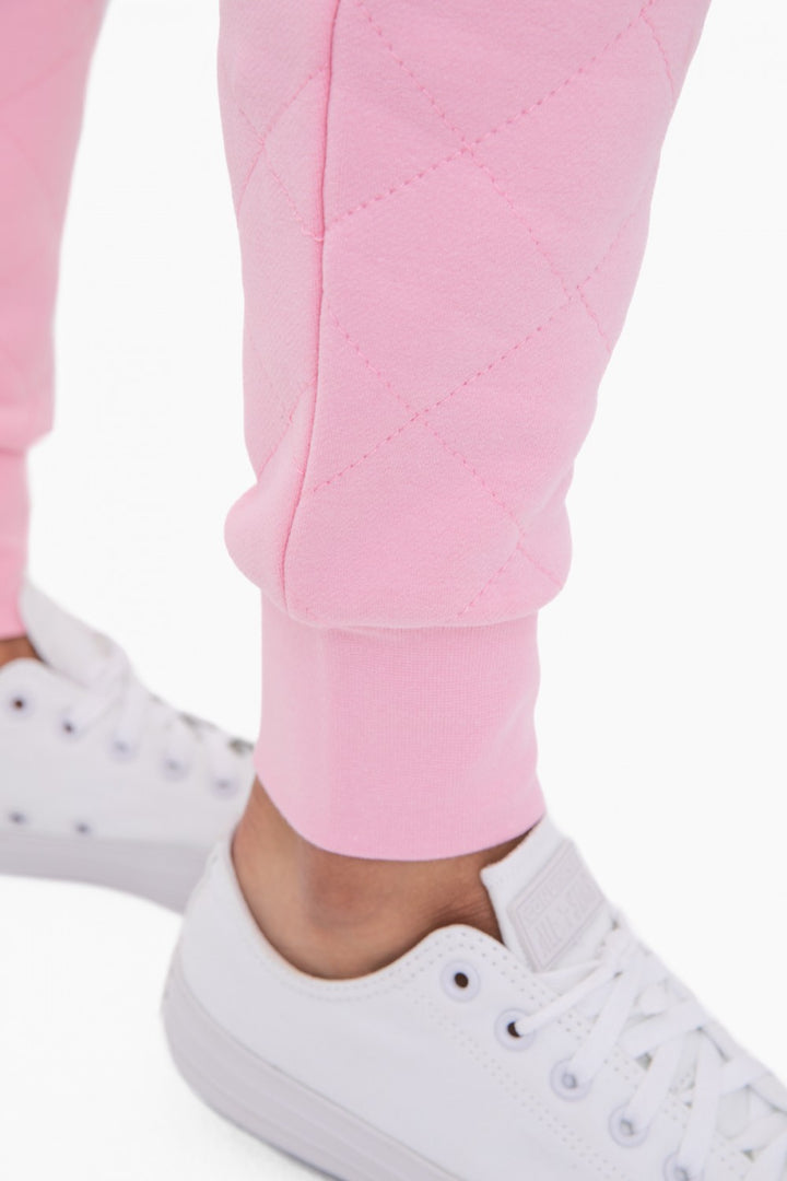 Pink Quilted Mono B High Waisted Joggers candy pink