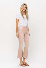 Load image into Gallery viewer, High Rise Distressed Hem Crop Flare Jeans