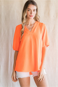 Neon orange solid top