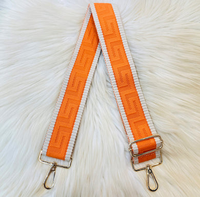 Guitar Strap Orange Greek Key