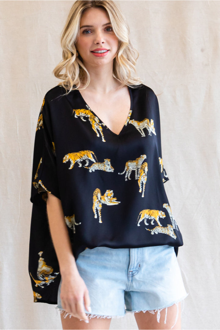 Animal print boxy top