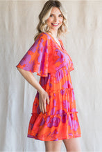 Load image into Gallery viewer, Orange Print Floral Dress