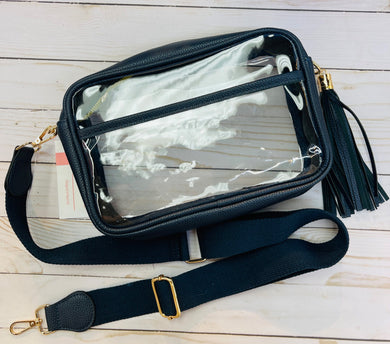 Navy clear crossbody purse