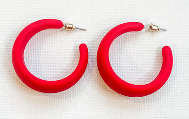 Red hoop earrings