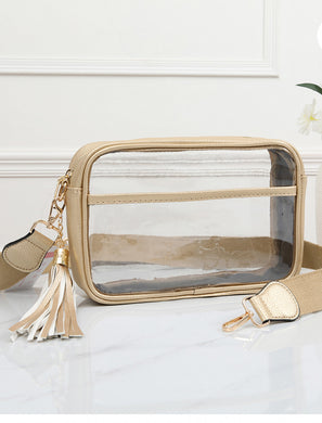 Gold clear crossbody purse